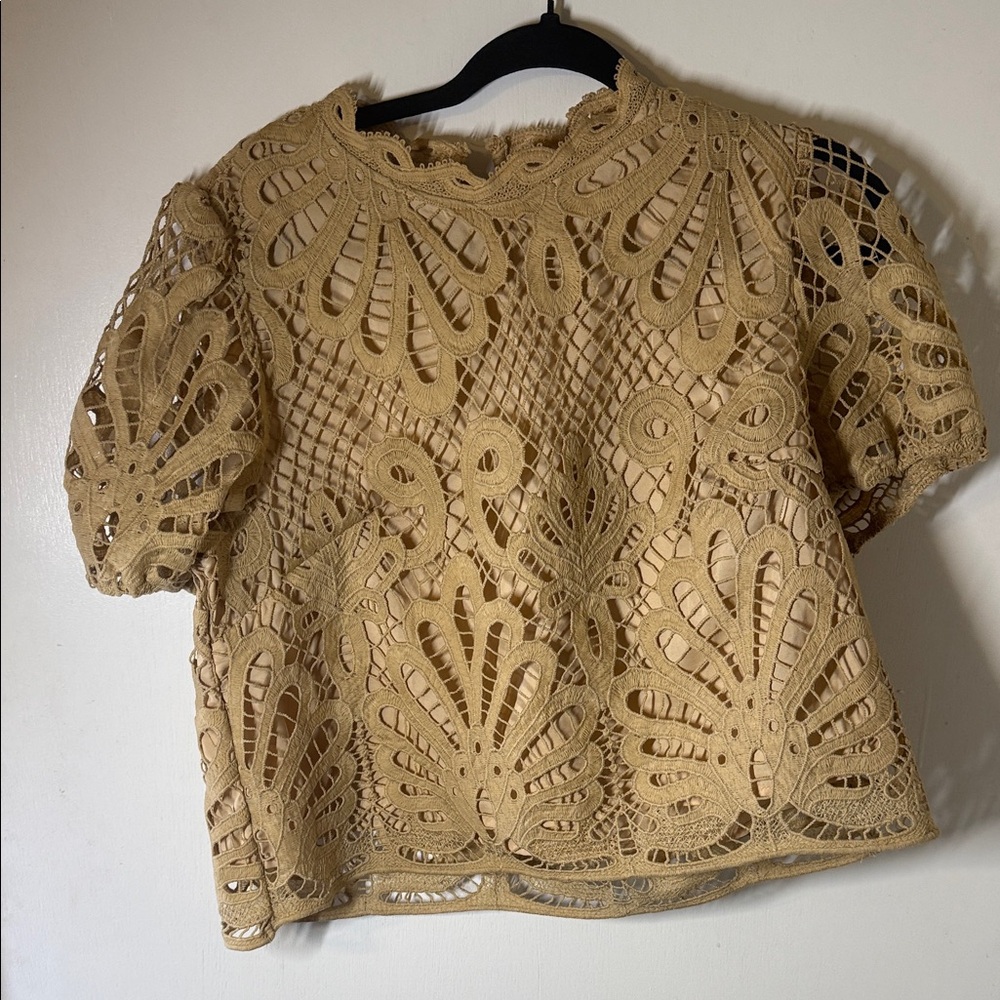 SHEIN Tan Lace Blouse
